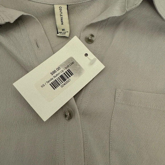 NWT Gentle Fawn Short Sleeve Collar Button Down Lilac Top Shirt XS - Picture 8 of 14